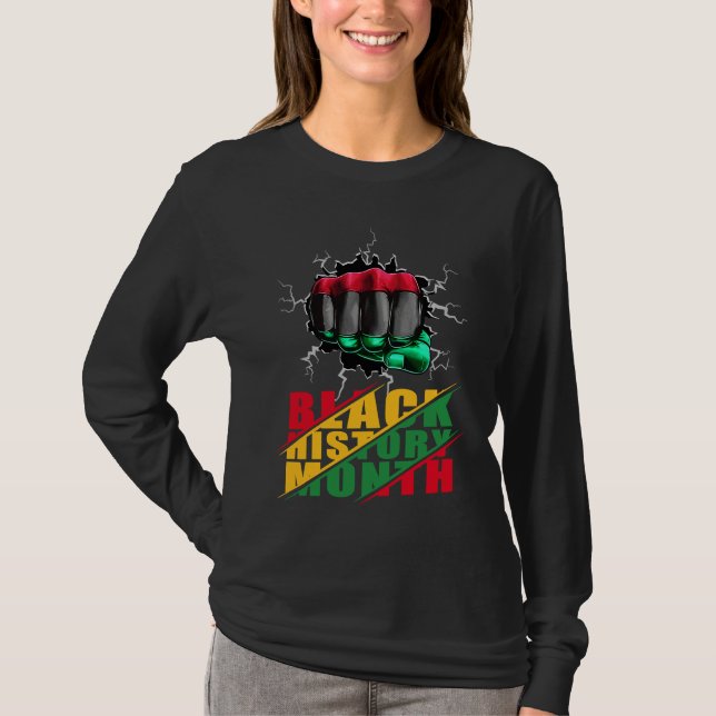 Black History Month BHM Afro Pride Hand Fist Black T-Shirt (Vorderseite)