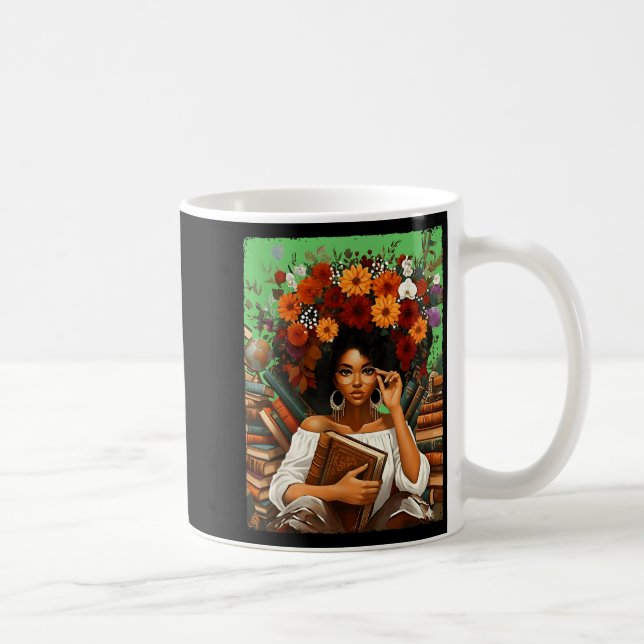 Black History Month Black Afro Girl Women Book Lov Kaffeetasse (Rechts)