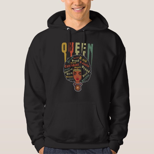 Black History Month, Black Queen Afro Pride Africa Hoodie (Vorderseite)