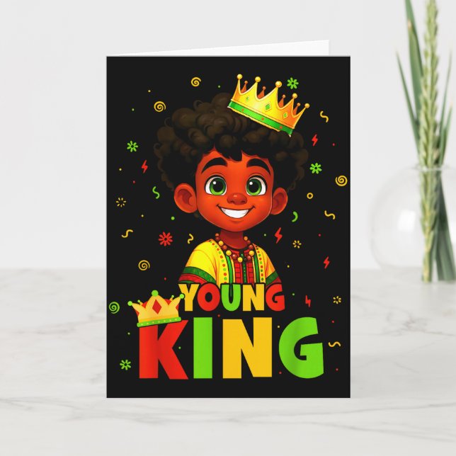 Black History Month Black Young King Afro Hair Kid Karte (Vorderseite)