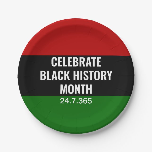 BLACK HISTORY MONTH Celebrate | Red Black Green Pappteller (Vorderseite)