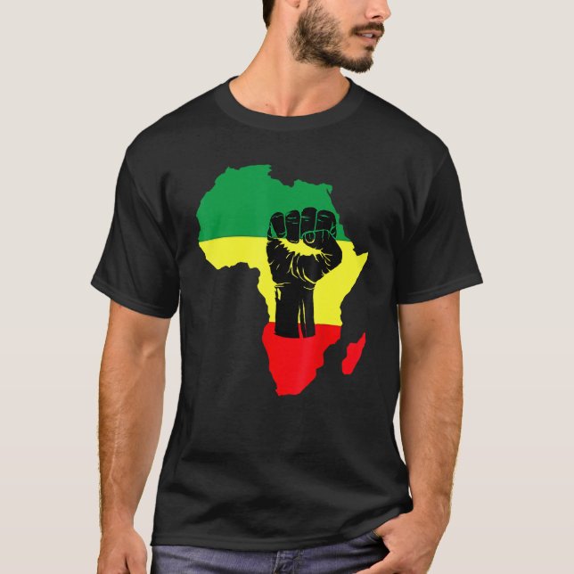 Black History Month Celebration African Map Fist T T-Shirt (Vorderseite)