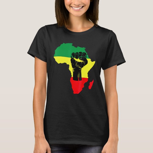 Black History Month Celebration African Map Fist T T-Shirt (Vorderseite)