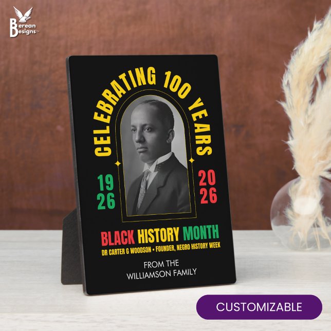 BLACK HISTORY MONTH CENTENNIAL 100 Years Souvenir Fotoplatte (Black History Month Centennial souvenir plaque with personalization.)