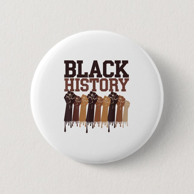 Black History Month Hands Symbol Afro Motivation  Button (Vorderseite)