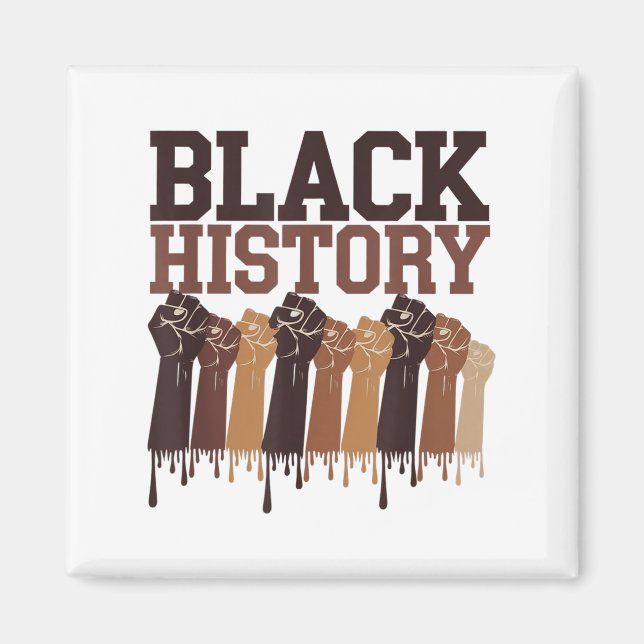 Black History Month Hands Symbol Afro Motivation  Magnet (Vorne)