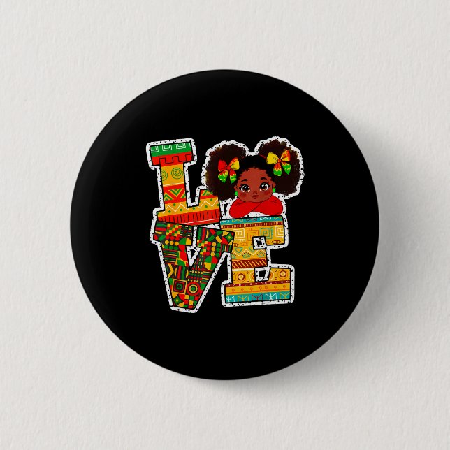 Black History Month Love Afro Toddler Girls Americ Button (Vorderseite)