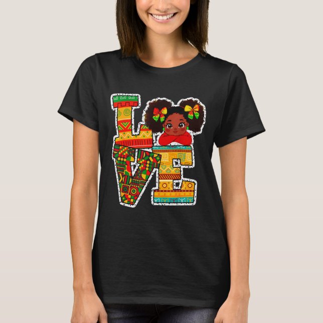 Black History Month Love Afro Toddler Girls Americ T-Shirt (Vorderseite)
