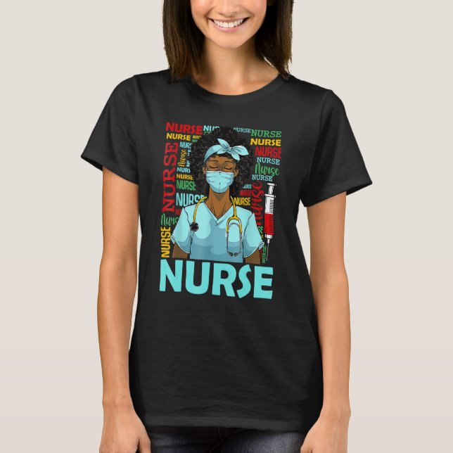 Black History Month Nurse Afro Girl Womens Day Gra T-Shirt (Vorderseite)