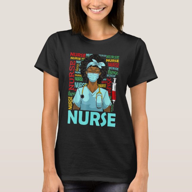 Black History Month Nurse Afro Girl Womens Day Gra T-Shirt (Vorderseite)