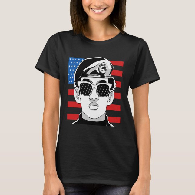 Black History Month Panther Party American Flag 19 T-Shirt (Vorderseite)