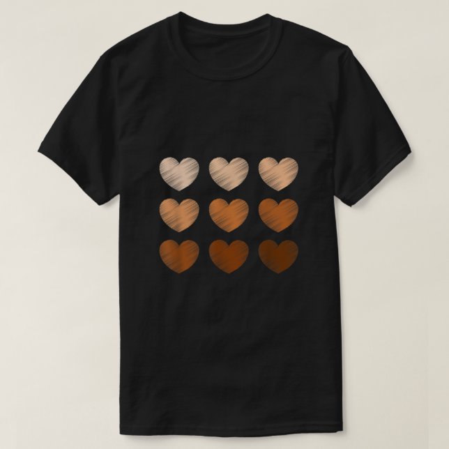Black History Month Pride Melanin Skin Tone Hearts T-Shirt (Design vorne)