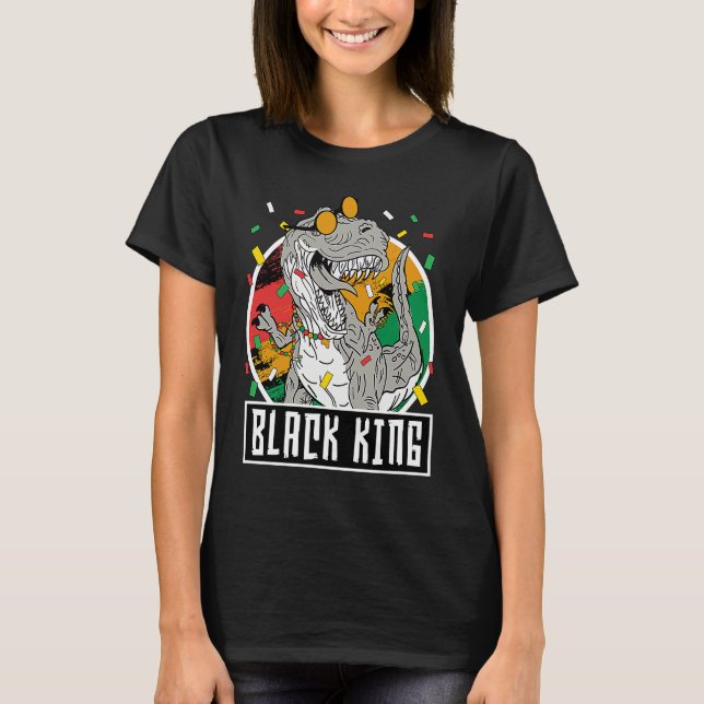 Black History Month Rex Dinosaur Black King Dino B T-Shirt (Vorderseite)