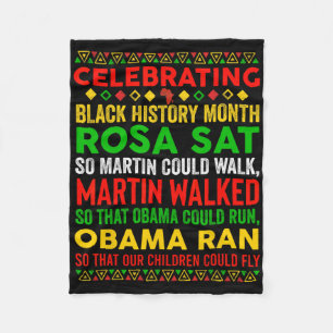 Black History Month Rosa saß, damit Martin laufen Fleecedecke