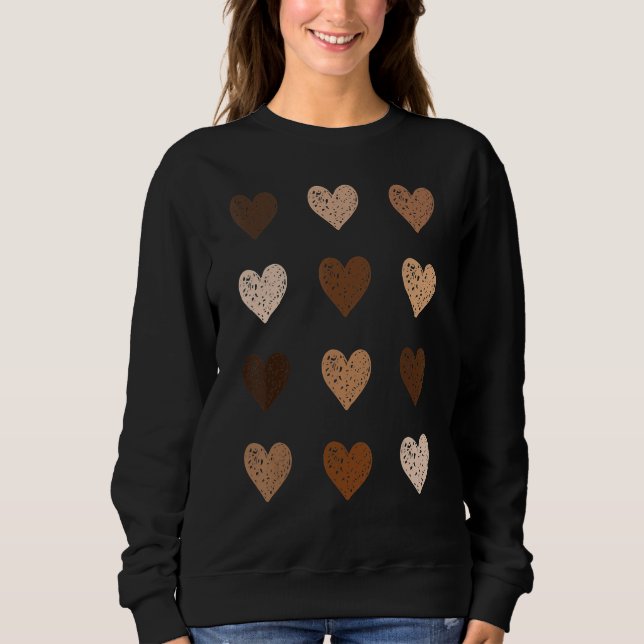 Black History Month Tee Melanin Skin Tone Hearts V (Vorderseite)