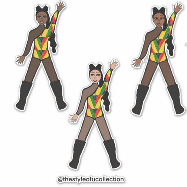 Black History Month Tri Color Dancers Aufkleber (Vorderseite)