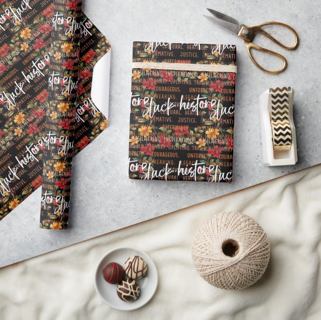 Black History Month Wrapping Paper Vibranoral Geschenkpapier (Kunsthandwerk)