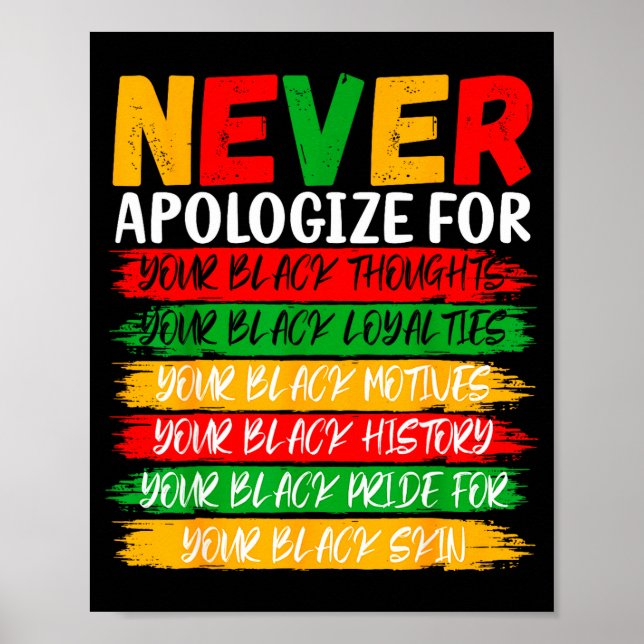 Black History Never Apologize For Your Blackness M Poster (Vorne)