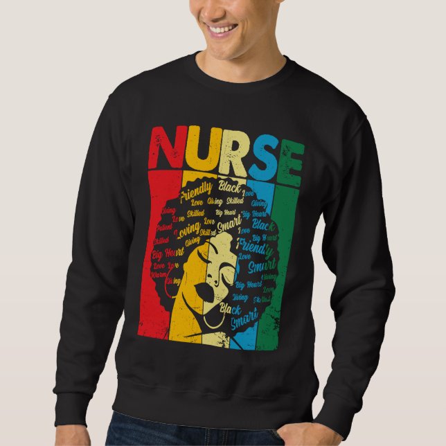 Black History Nurse African American Pride Afro Wo Sweatshirt (Vorderseite)