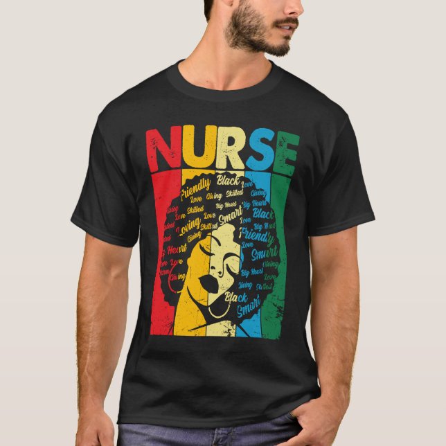 Black History Nurse African American Pride Afro Wo T-Shirt (Vorderseite)