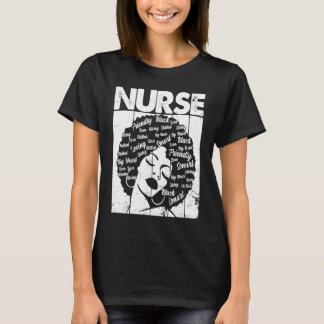 Black History Nurse African American Pride Afro Wo T-Shirt