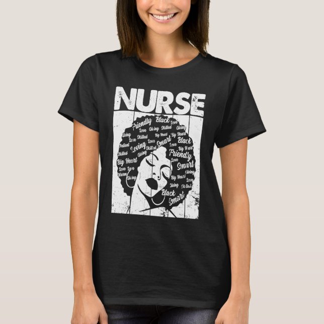 Black History Nurse African American Pride Afro Wo T-Shirt (Vorderseite)