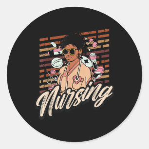 Black History Nursing Krankenschwester Student Afr Runder Aufkleber