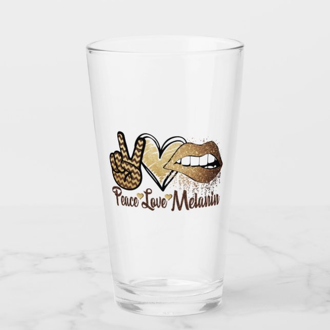 Black History Peace Liebe Melanin Glass Cup Glas (Vorderseite)