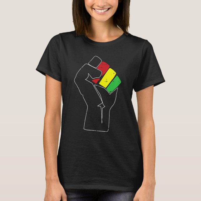 Black History Power Fist Africa Flag African Ameri T-Shirt (Vorderseite)