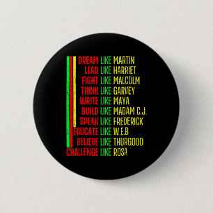 Black History Pride Martin Black Afro African Button