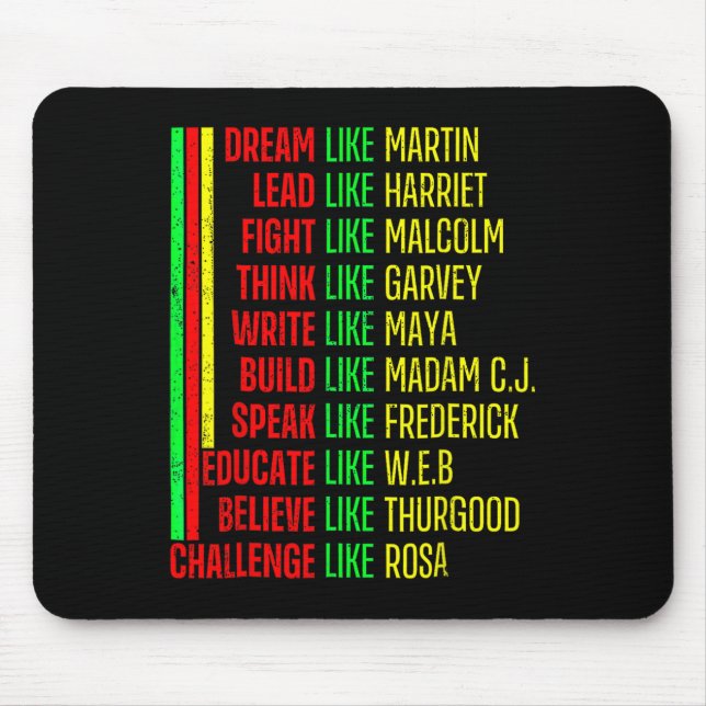 Black History Pride Martin Black Afro African Mousepad (Vorne)