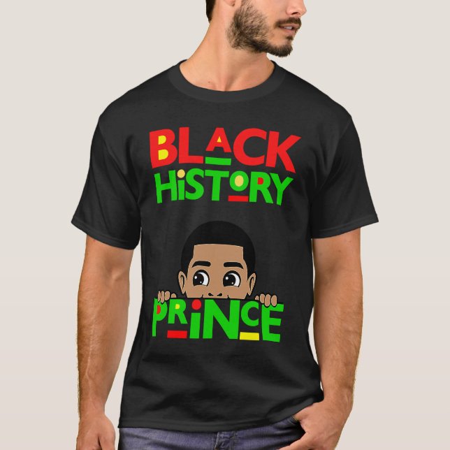Black History Prince Melanin Boy Son Bruh Brown Sk T-Shirt (Vorderseite)