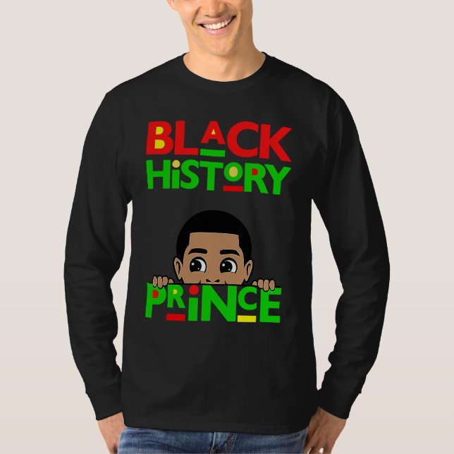 Black History Prince Melanin Boy Son Bruh Brown Sk T-Shirt (Vorderseite)