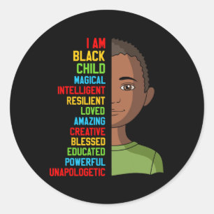 Black History S Kids Im Black Child Month Junge To Runder Aufkleber