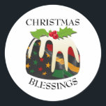 Black History USA Flag CHRISTMAS PUDDING Runder Aufkleber<br><div class="desc">Spaß,  Black History USA Flag CHRISTMAS PUDDING Aufkleber in rasta Farben von rot,  gelb,  grün und schwarz,  mit anpassbarem Text,  der sagt CHRISTMAS BLESSINGS,  sodass Sie ersetzen und personalisieren mit Ihrem eigenen Gruß. Dies würde einen großen afroamerikanischen Aufkleber für die Ferien machen.</div>