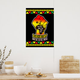 Black History with Africa Map and Fire on BLACK Poster