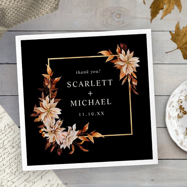 Black Hochzeit im Herbst Napkins Serviette (Black Fall Wedding Napkins
)