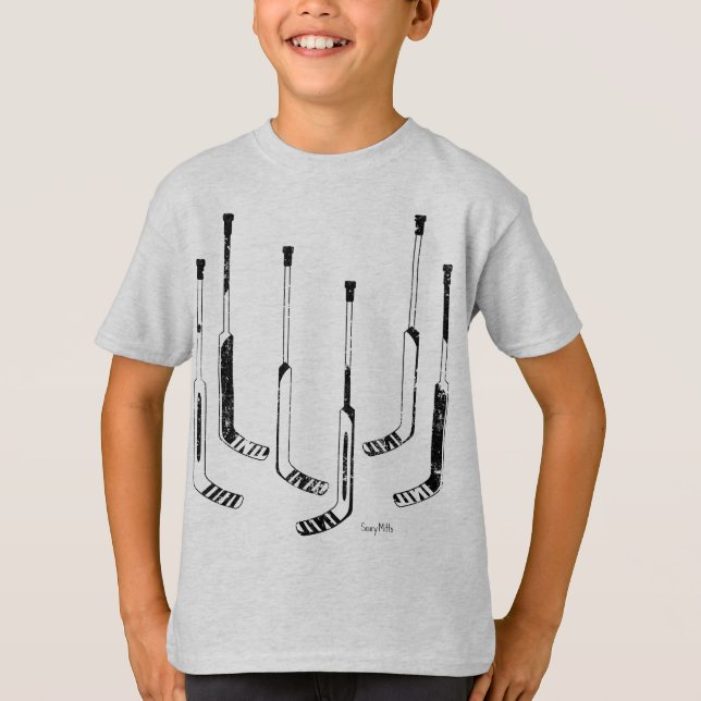 Black Hockey Goalie Sticks Jugend T-Shirt (Vorderseite)