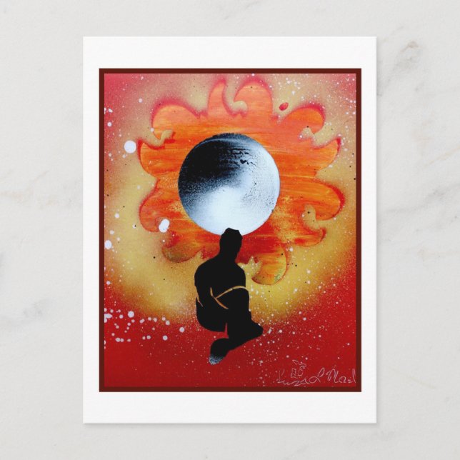 Black Hole Sun Behind Shadow Man Postkarte (Vorderseite)