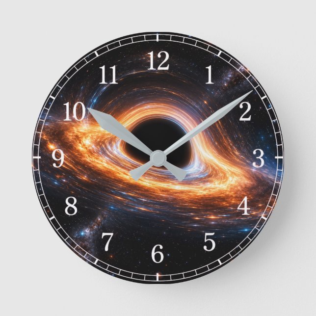 Black Hole Wall Clock — Space-Inspired Design Runde Wanduhr (Vorderseite)