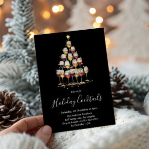 Black Holiday Cocktail - Elegantes Weihnachts-Part Einladung