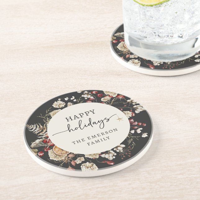 Black Holiday Untersetzer (Black Botanical Holiday Coasters
)