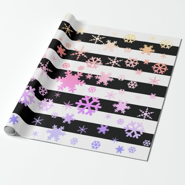 Black Holographic Christmas Snowflake Pattern Geschenkpapier (Ungerollt)