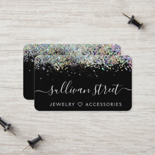 Black Holographic Glitzer Business Card Telefonnummerkarte