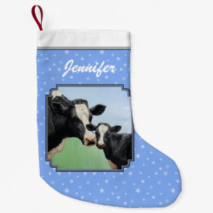Black Holstein Cow & Niedlich Calf Kleiner Weihnachtsstrumpf