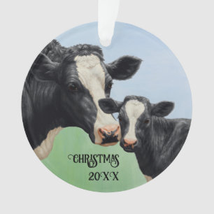 Black Holstein Cow & Niedlich Calf Ornament