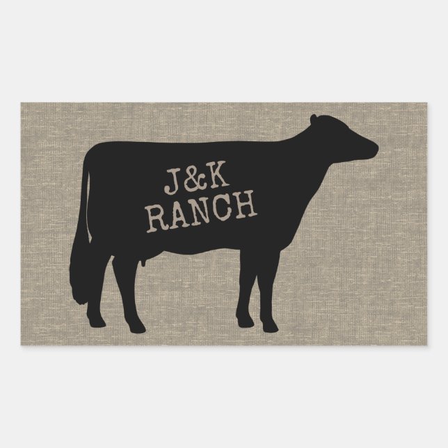 Black Holstein Kuh Silhouette Personalisiert Rechteckiger Aufkleber (Vorderseite)