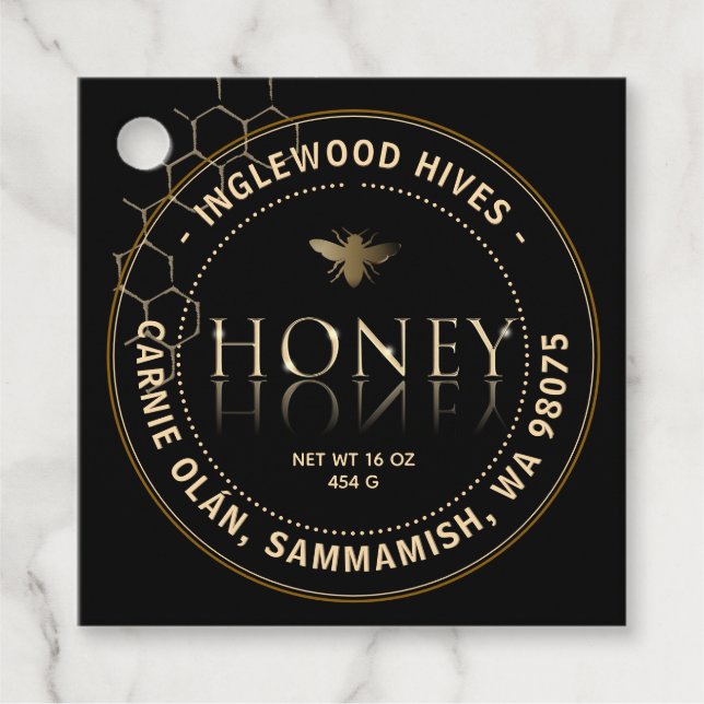 Black Honey Label mit Honeycomb-Muster (Vorderseite)
