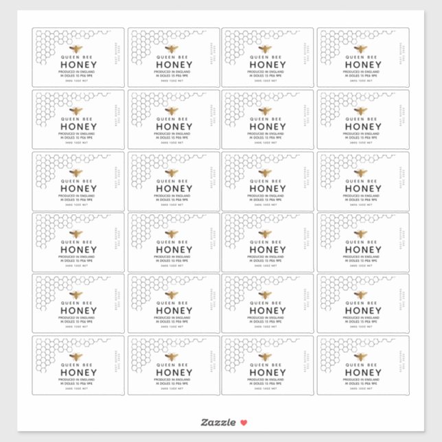 Black Honeycomb Transparentes Honey Bee Label 8x5c (Blatt)