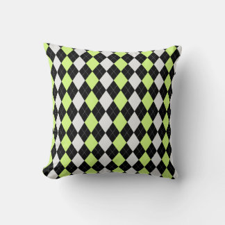 Black & HONEYDEW YELLOW Diamonds RAUTE Muster Kissen